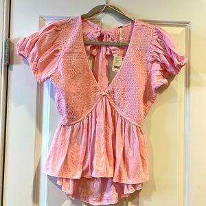 NWT Free People top w/ lots of cute details - size Large